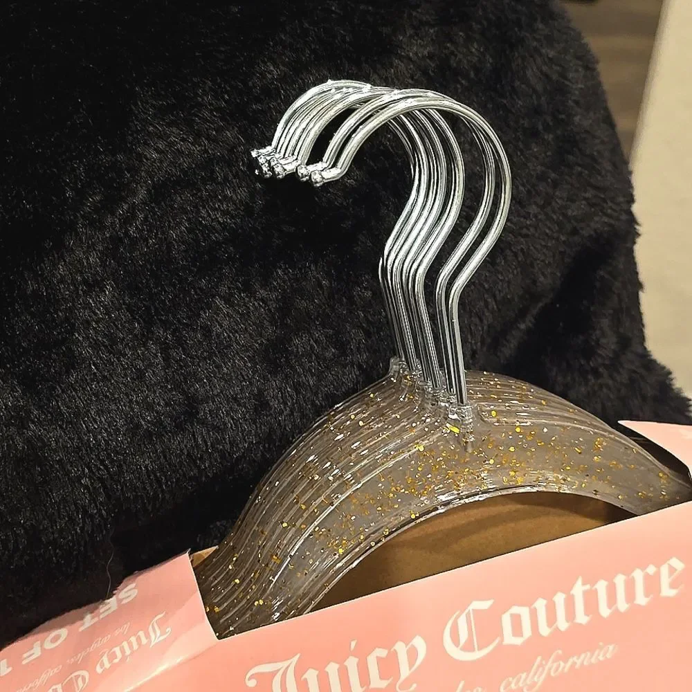 Juicy Couture Home Clear & Gold Speced Notched Shoulders Space Saving H…‎